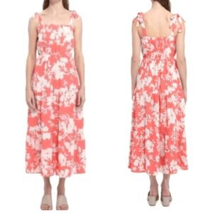 Paper Moon Floral Pink Sleeveless Mid Dress M